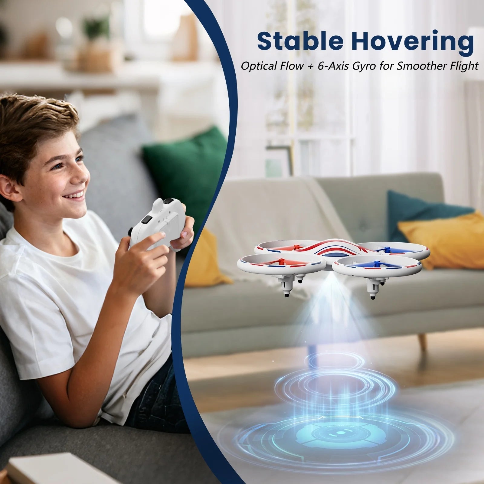 LED Stunt Drone with 360° Flips, Drift & 3 Speed Modes,Colorful Lights,Protective Guard,One-Key Takeoff/Landing/Return,Optical Flow Hover,2 Batteries,Fun Gift for Kids,Teens,Adults & Beginners