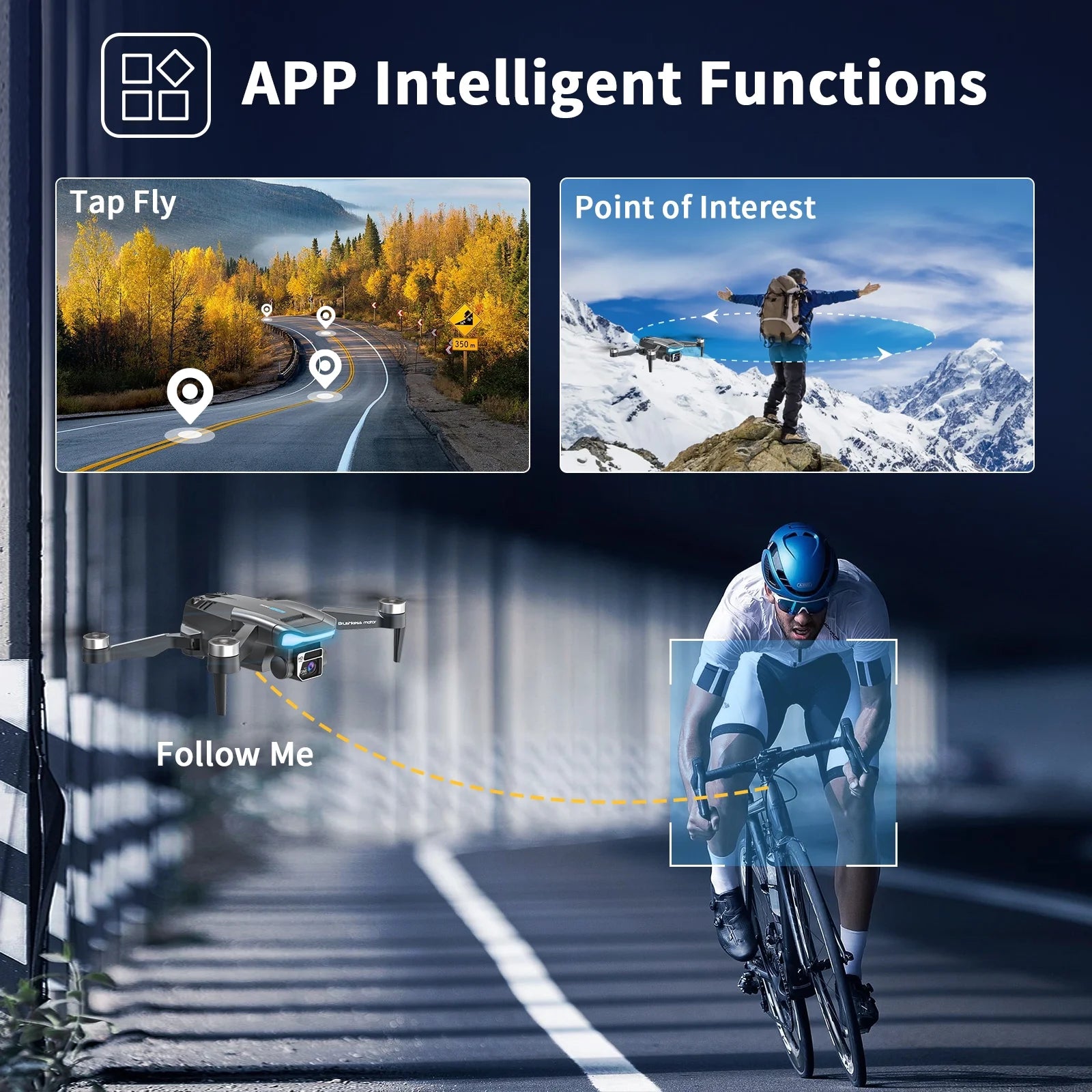 GPS Drone F194 with Camera for Adults 4K ,  Foldable Drone for Beginners with Auto Return Home, Optical Flow Positioning, Follow Me, Brushless Motor, 2 Batteries