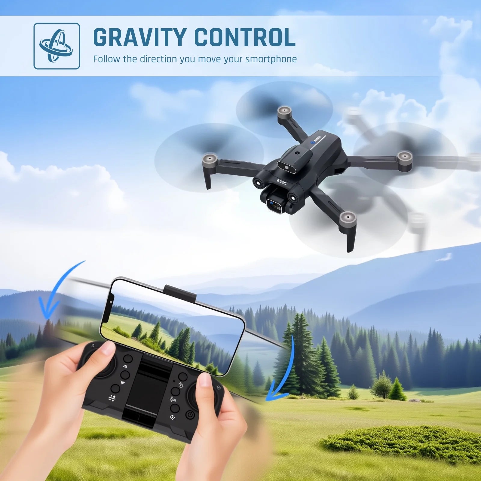 4K FPV Drone with Dual Camera & Brushless Motor, 2 Batteries, Optical Flow, Gesture & Trajectory Control, RC Quadcopter with Carrying Case, Easy to Fly, Great Gift for Beginners,Teens & Adults