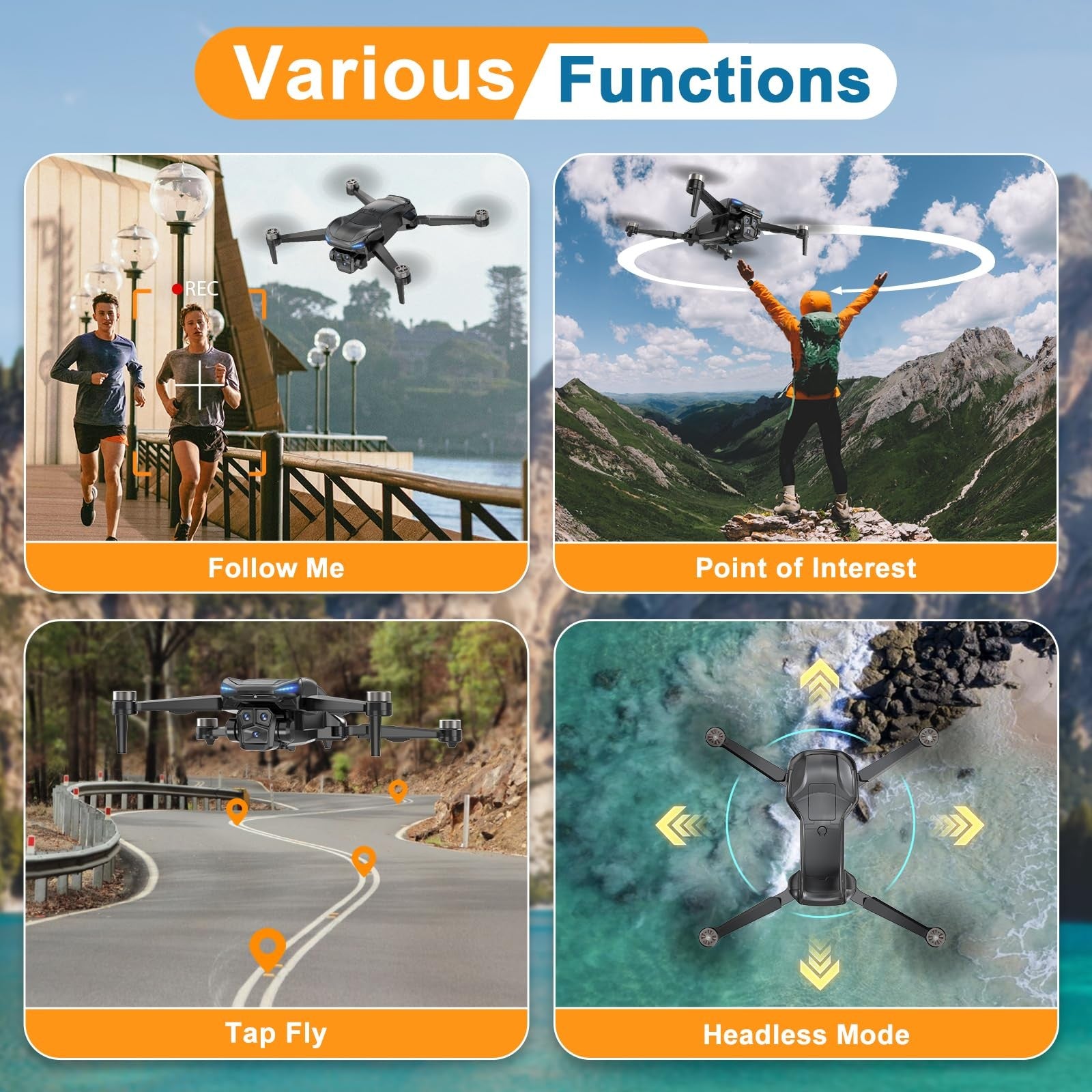 4K GPS Drone with Camera for Adults, Brushless Motor, 4.5" HD Screen Remote W...