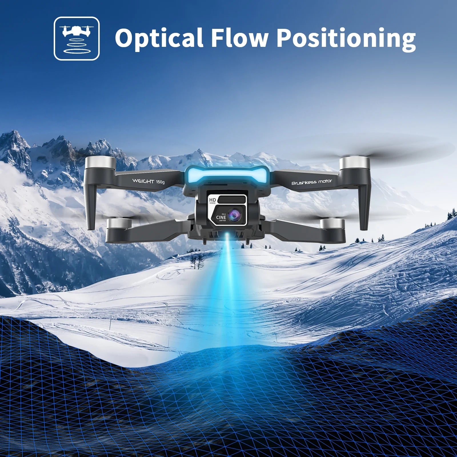 GPS Drone F194 with Camera for Adults 4K ,  Foldable Drone for Beginners with Auto Return Home, Optical Flow Positioning, Follow Me, Brushless Motor, 2 Batteries