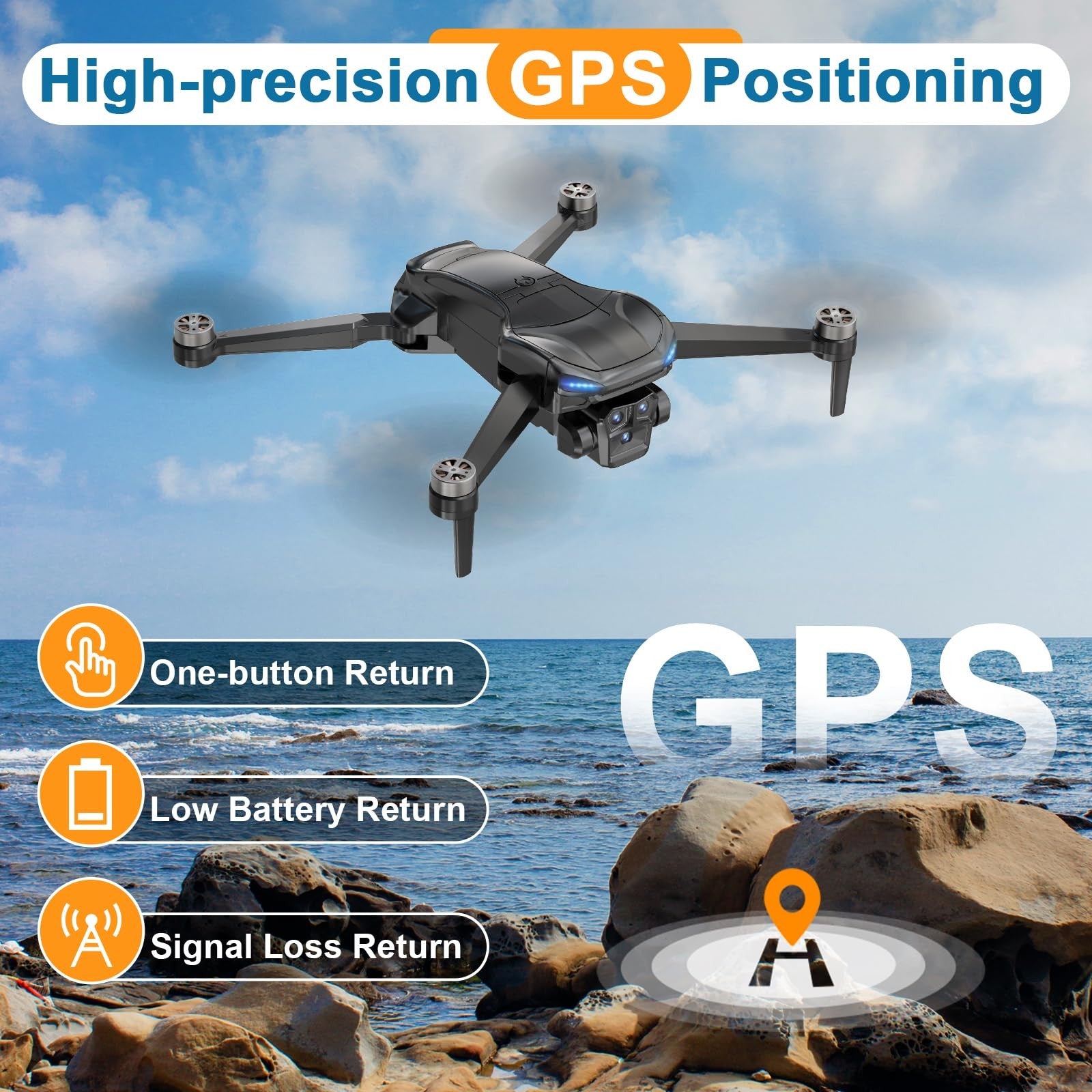 4K GPS Drone with Camera for Adults, Brushless Motor, 4.5" HD Screen Remote W...
