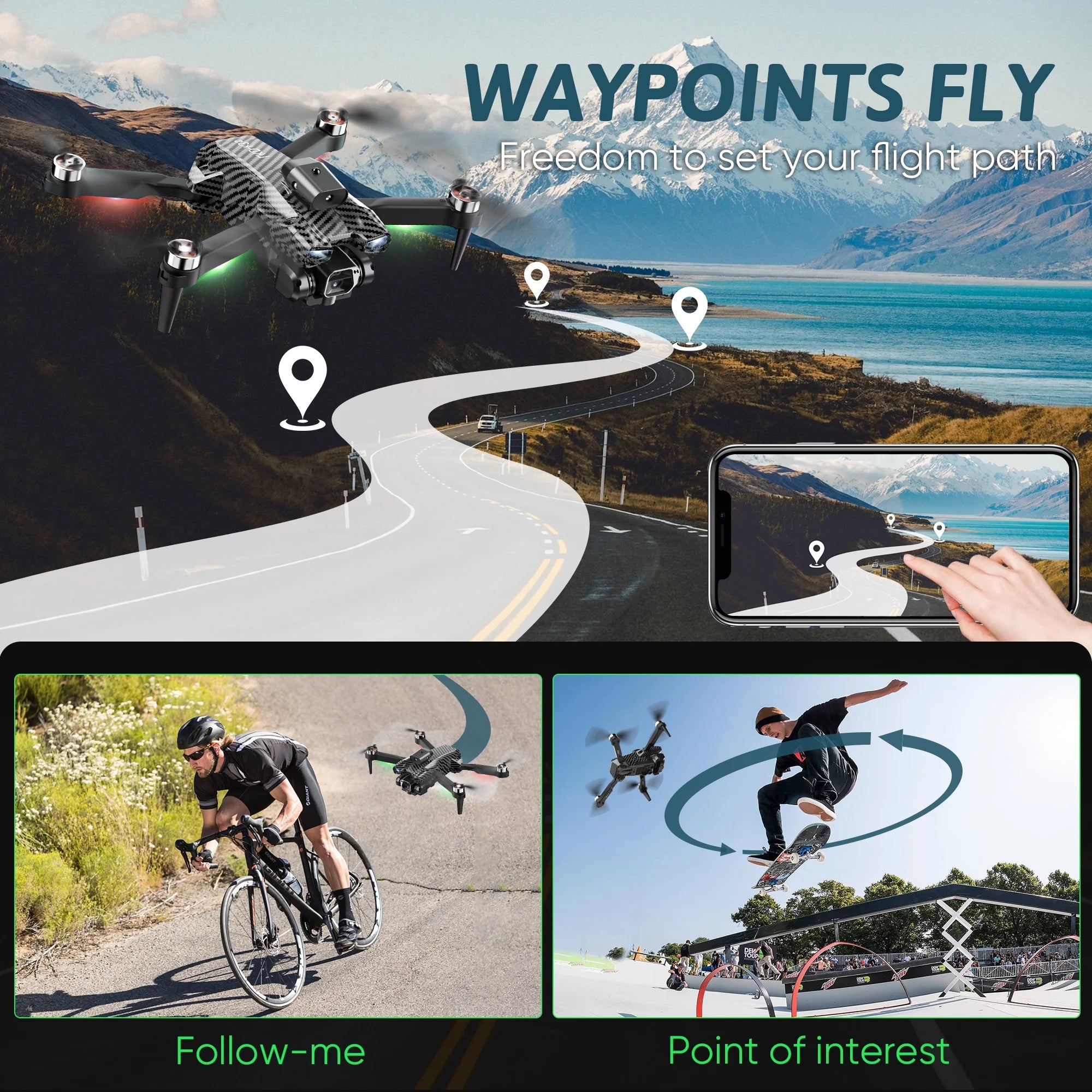 RC Mini Drone with Camera Kids Adults, Foldable 4K Quadcopter FPV Video HD Drones for Beginners, Birthday Gifts Toys for Kids Boys