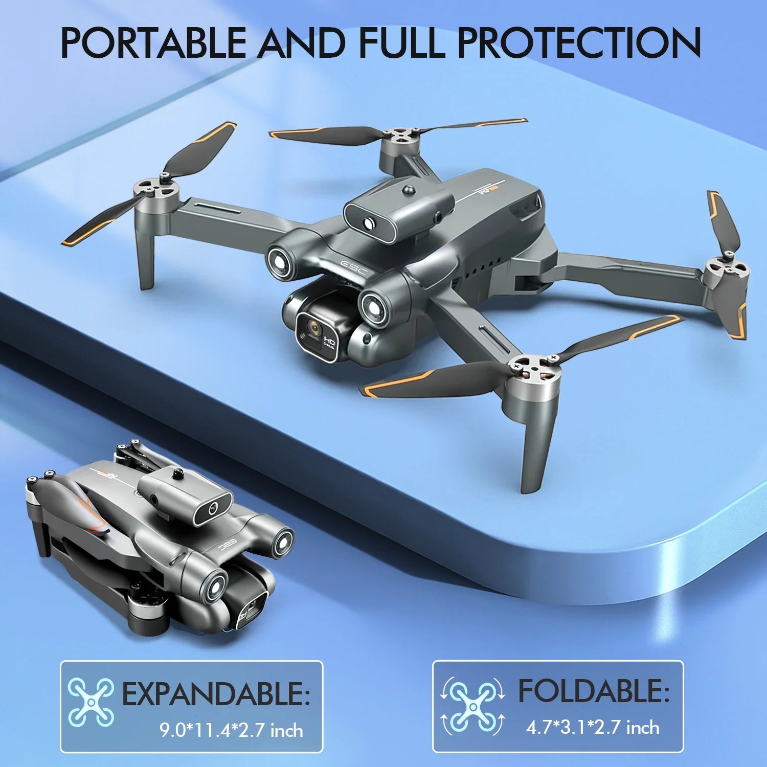 Foldable Aerial Drones, 1080P Ajustable Dual Camera & 3 Batteries, Brushless FPV Quadcopter UAV, Optical Flow, 360° Obstacle Avoidance, Waypoint Fly, Christmas Toy Gift for Adults & Kids
