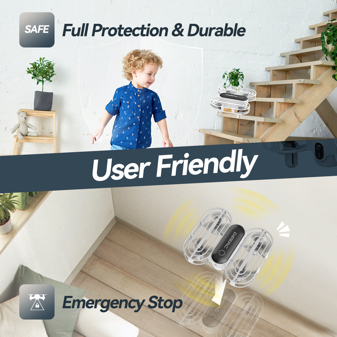 D11 Mini Drone for Kids and Beginners, RC Quadcopter Drone with Altitude Hold, Headless Mode, 3D Flips and Emergency Stop, 3 Batteries, Black