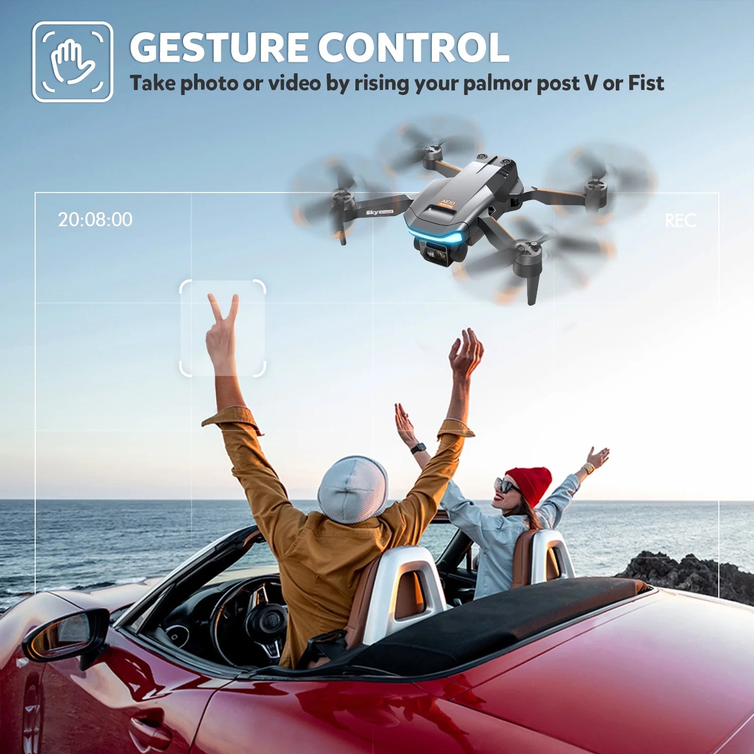 GPS Drones with Camera for Adults, AE10 Mini Fodable RC Drone for Beginners with Auto Return Home, 1080P HD, Dual-Camera FPV , Brushless Motor, 2 Batteries, Black