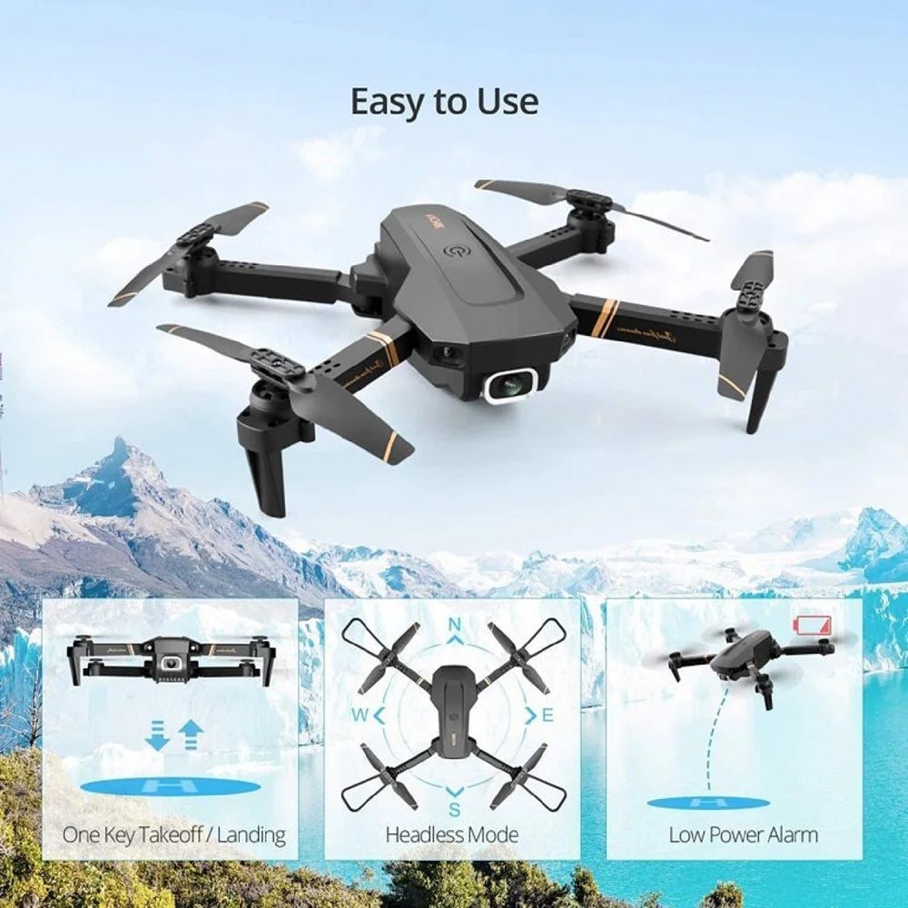 RC Drone with 1080P Camera for Adults and Kids, Wifi FPV Live Video RC Quadcopter for Beginners, 2 Batteries, Black