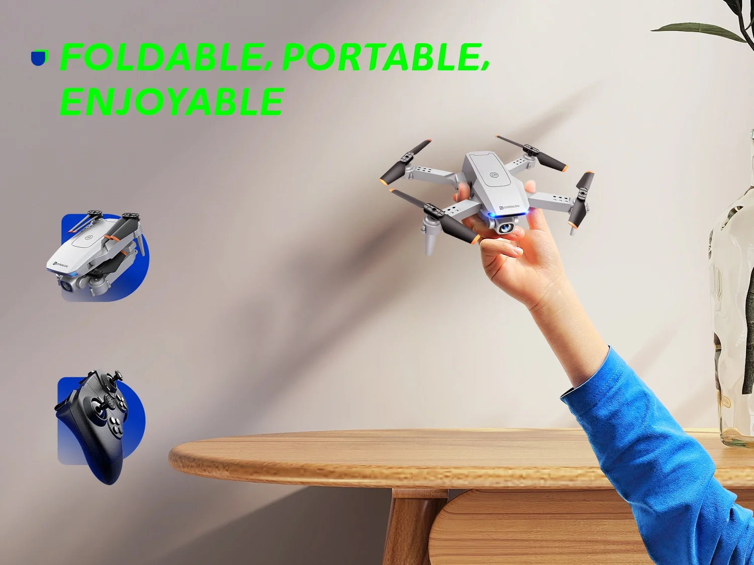 1080P Mini Foldable Drone with HD Camera FPV Wifi RC Quadcopter, Voice Control, Gesture Control, Trajectory Flight, Circle Fly, High-Speed Rotation, 3D Flips, Headless Mode