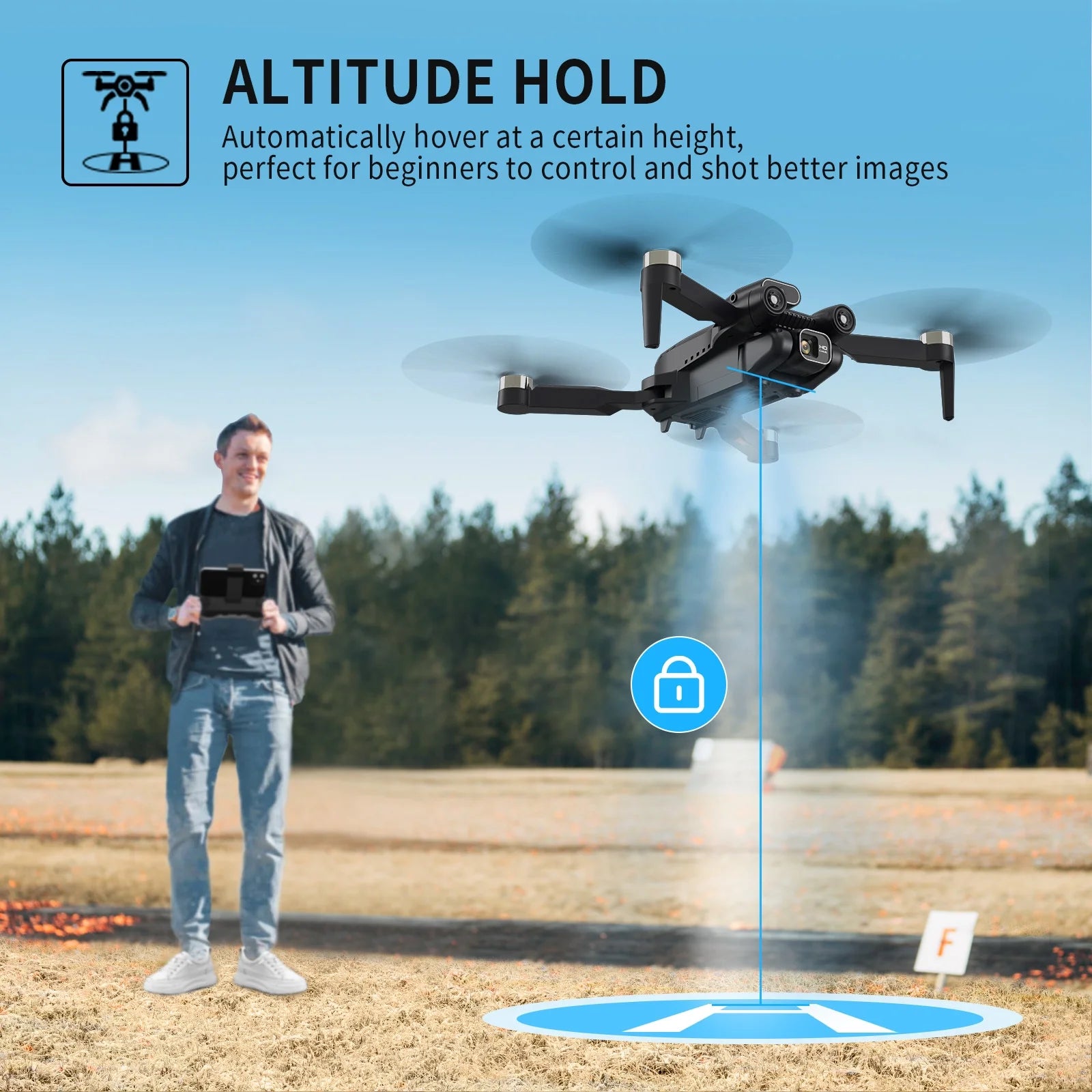 4K FPV Drone with Dual Camera & Brushless Motor, 2 Batteries, Optical Flow, Gesture & Trajectory Control, RC Quadcopter with Carrying Case, Easy to Fly, Great Gift for Beginners,Teens & Adults