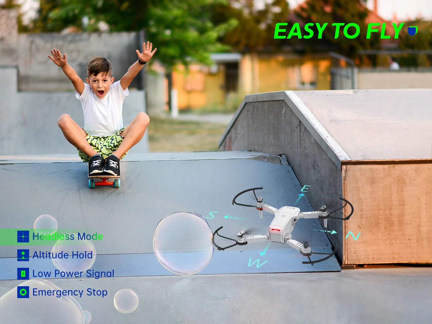 1080P Mini Foldable Drone with HD Camera FPV Wifi RC Quadcopter, Voice Control, Gesture Control, Trajectory Flight, Circle Fly, High-Speed Rotation, 3D Flips, Headless Mode