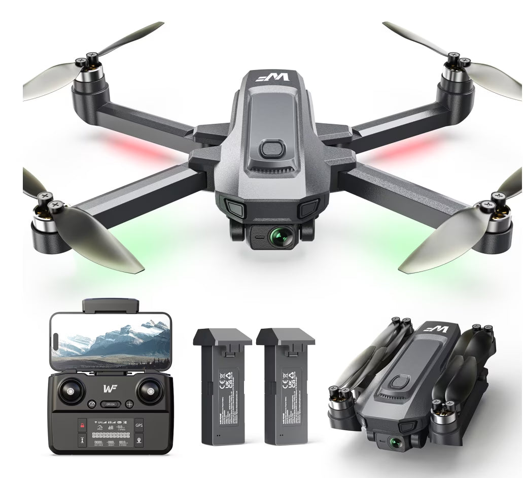 GPS Drones with Camera for Adults 4K,  WF30 5G Wi-Fi Foldable RC Quadcopter, 2 Batteries, Black